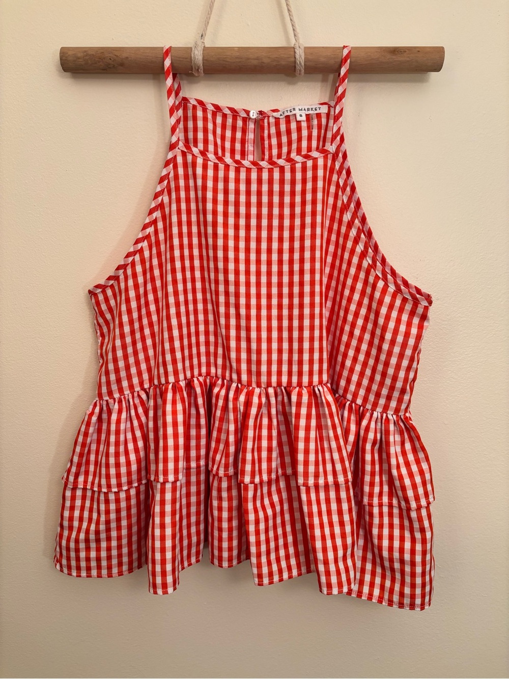 After Market Red Gingham Ruffle Tank Top